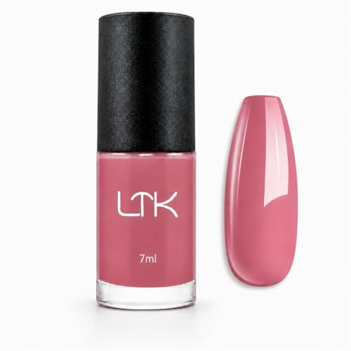 Nail Varnish, Pink Nail Polish, Quick Dry Nail Polish - 60 Second Dry, No UV Lamp Dusty Rose Finish, 7ml Glossy Colour for Women Girls DIY Home Manicure & Everyday Style