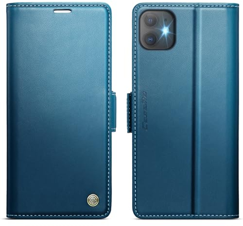 KZB Wallet Case for iPhone 11, Magnetic Flip, RFID Blocking, Blue | 3 Card Holders, Kickstand, Shockproof, Premium PU Leather, Magnetic Closure, Phone Cover for iPhone 11 (6.1'')
