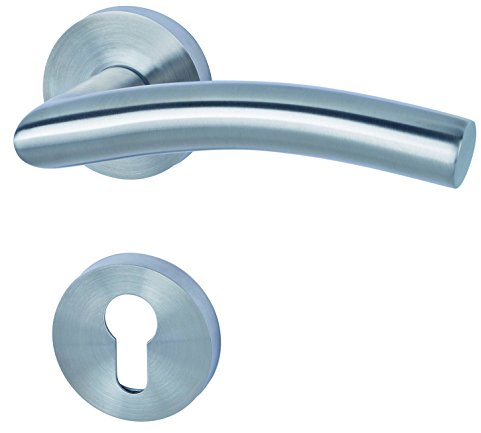 Alpertec 88020610 Edelstahl Peking II-R Wohnungseingangstüren PZ Drückergarnitur Türdrücker Türbeschläge Neu, beidseitig Drücker
