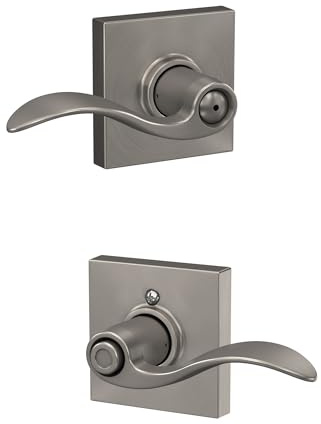 SCHLAGE Accent Bed/Bath Privacy Door Handle with Lock, Satin Nickel