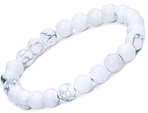 Unendlich U Cool Damen Herren Unisex Buddha Armband Armreif, 9mm Energie-Stein Kugeln Perlen Gebet Mala Stretch Energiearmband, Weiß