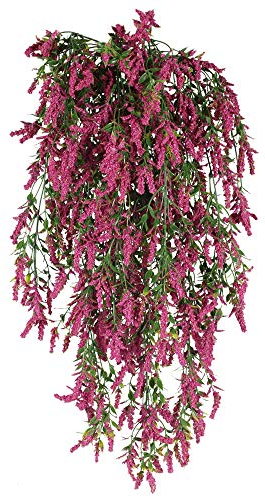 HUAESIN 3Pcs Hängepflanze Künstlich Lavendel Hängend Kunstpflanze Efeu Plastikpflanzen Groß Hängend Reben Lila Unechte Balkonpflanze für Topf Balkon Draußen Garten Hochzeit Wand Deko 75cm