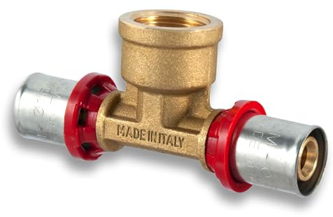 TDM 26er Pressfitting T-Stück mit 1 Innengewinde – für 3,0mm Rohr, Aluverbund- und Mehrschichtverbundrohr, DVGW geprüft, 26 x 1 x 26