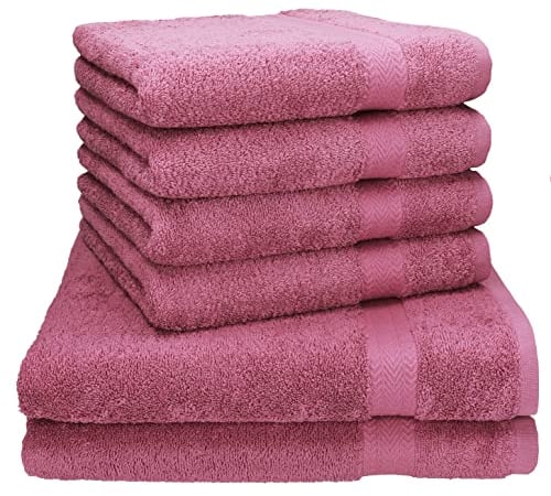 Betz Premium Handtuch-Set - 6 teiliges Handtücher-Set - 2X Duschtücher - 4X Handtücher - 50x100 cm - Beere