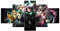 SINGLEAART® Leinwanddrucke, 5 Teilige Leinwand, 5 Stück Wandbild, Wohnzimmer Dekoration, Dämonen Jäger Tanjirou Nezuko Zenitsu Inosuke Poster, 150×80cm, Mit Rahmen, Modular Wandkunst Brettmalerei