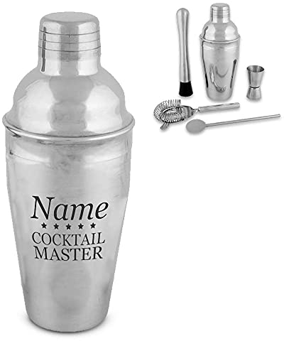 Juego de coctelera grabada personalizable, con cualquier nombre