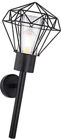 Globo Außenleuchte Wandleuchte Edelstahl schwarz Metall schwarz Kunststoff klar IP44 BxH:225x285 31355W