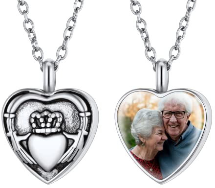 FindChic Urnenketten für Asche Claddagh Kette Einäscherung Schmuck Edelstahl Asche Anhänger Damen Asche Gedenken Schmuck, Katzen und Hunde Haustiere, Mama und Papa Family Asche Besondere geschenk
