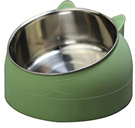Bol pour Chat Vert en Acier Inoxydable incliné à 15 ° Clest F&H, Base Stable, Bol pour Animaux de Compagnie pour Chaton et Chats