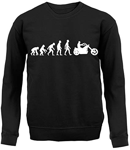 Dressdown Evolution Of Man Chopper Motorcycle - Unisex Crewneck Sweater/Jumper - Black - Large