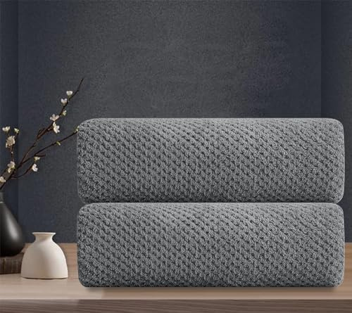 Grey Hand Towels Set 2 Pack-16“x31”,Ultra Soft Microfibers Bathroom Towel Set Highly Absorbent Quick Dry Luxury Premium Towel Lightweight Durable Hand Towel Collection for Hotel Spa Gym Kitchen