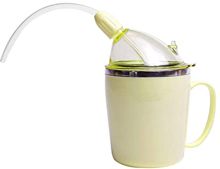 Vakuum-Edelstahl-Trinkbecher mit Schlauch für behinderte Erwachsene und ältere Menschen mit schwachem Griff, auslaufsicher, Futterbecher für Erwachsene, Krankenhausbecher, latexfrei, 350 ml