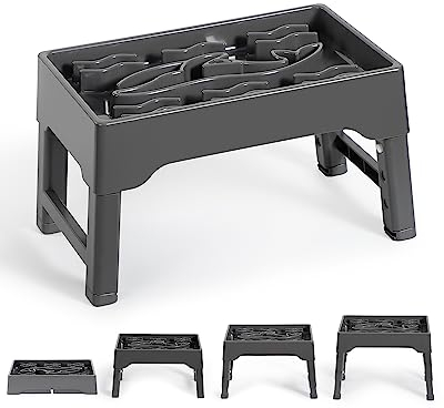 Gamelle Anti Glouton 2L, 4 Hauteurs Réglables en Hauteur Porte-Gamelles Surélevée pour Grands et Moyens, Petits Chiens et Chats, Animaux Domestiques (Gris)