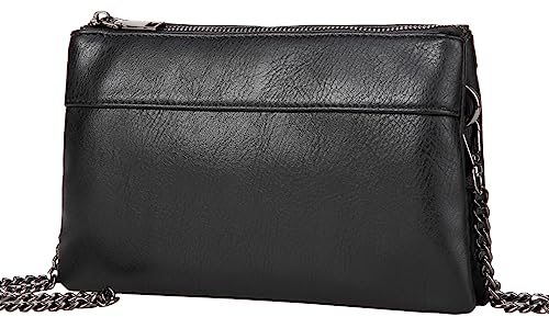 VASCHY SAC Clutch, Pochette Donna Moda Pelle Borsetta Donna Nero Regalo
