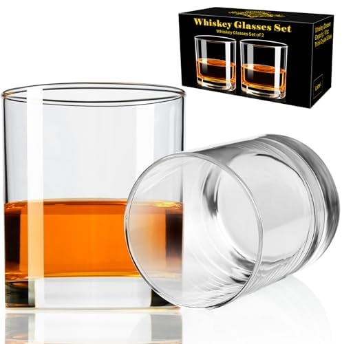 PARACITY Whisky Glass, 10 OZ Old Fashioned Whiskey Glass 300 ml, Whiskey Glasses Set of 2, Rum Glass, Cocktail Glasses for Scotch, Liquor Vodka, Bourbon, Whisky Gift Set, Whiskey Gifts for Men