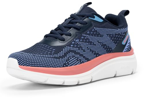 FitVille Walking Schuhe Damen Breit Sportschuhe Leichte Weite Sneaker Bequeme Turnschuhe Atmungsaktive Laufschuhe Freizeitschuh Outdoor Fitness Jogging,Navy blau,40,Weit