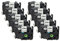 vhbw 10x Schriftband-Kassette kompatibel mit Brother P-Touch PT-P750WVP, PT-P900, PT-P900W, PT-P950NW Etiketten-Drucker 8m x 24mm Schwarz auf Weiß