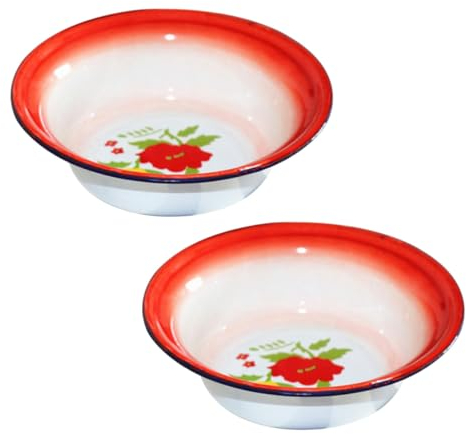 GRADENEVE Juego de Cuencos Esmaltados para Sopa Vintage Resistentes a Las Manchas Y para Uso Diario en La Cocina