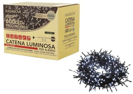 KASANOVA Luci albero di Natale 600 miniled estensibili bianco freddo bianco
