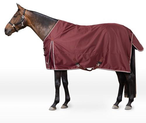 HORZE Glasgow - Coperta leggera impermeabile per cavallo (senza imbottitura), bordeaux, 190,5 cm