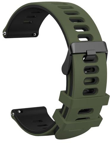 Mugust Correa de Repuesto 20mm 22mm para Reloj Inteligente Smartwatch,liberación Rápida de Silicona Suaves para 20mm 22mm Reloj para Hombre y Mujer(20mm,Verde Negro)