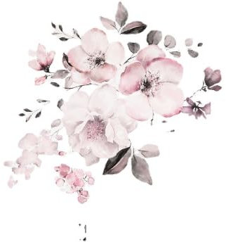 Zcbzbn Aquarell Blumen Wandaufkleber Vintage Wandtattoo Blumen Rosa BlüTentraube BläTter, Dekorative Akzent FüR Schlafzimmer Wohnzimmer Sofa Wand, 58 X 52 Cm