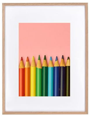 LYYYYX Cadre photo DIN A3 29.7x42cm en bois avec passe-partout Cadre photo avec verre acrylique pour suspension verticale ou horizontale en Eich pour Photo poster Puzzle Set de 1