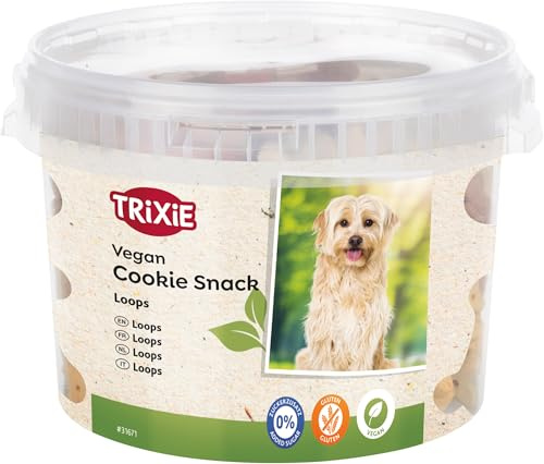 TRIXIE Hundeleckerli Vegan Cookie Snack Loops, ohne Zuckerzusatz – 1,3 kg | Pflanzlicher Snack für sensible Hunde – glutenfrei, schmackhafte Belohnung fürs Training, ideal für zwischendurch