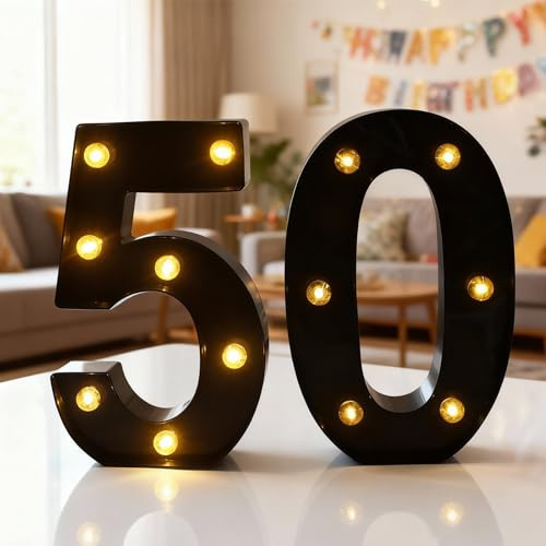 LED Light Up Numbers, Marquee Numbers Lights for 50th Birthday Decorations