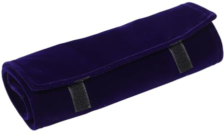 SUPVOX Estuche Organizador de Joyas de Viaje Azul Oscuro de Terciopelo Rollo Porta Collares Antienredos Compacto para Collares Anillos Pendientes y Pulseras Bolsa Enrollable Segura y