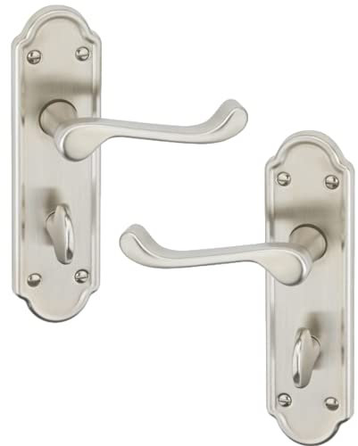 URFIC 14-100-455-05 Ashworth Satin Nickel Bathroom Modern Door Handle Set