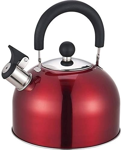 Whistling Kettle 2.5 Litre Stainless Steel RED