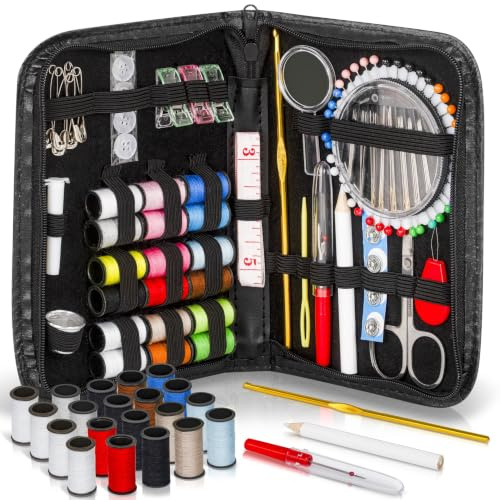 Sewing KIT, Over 130 DIY Premium Sewing Supplies, Mini Sewing kit, 38 Spools of Thread - 20 Most Useful Colors & 18 Multi Colors, Extra 40 Quality Sewing pins, Travel, Kids, Beginners