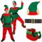 I LOVE FANCY DRESS ELF WICHTEL HEINZELMANN KOSTÜM VERKLEIDUNG=ROT/GRÜNE+MÜTZE MIT Ohren+Schuhe MIT GRÜNEN Pompoms=Hose MIT Gummizug=GRÜNES Oberteil+SCHWARZER Plastik GÜRTEL-XXLarge