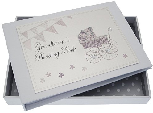 White Cotton Cards Großelternbuch Kleines Album (Silberner Kinderwagen und Wimpelkette)