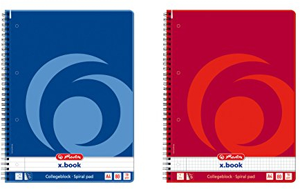 2x Herlitz Collegeblock / DIN A4 / Spiralblock / 80 Bl / je 1x liniert + kariert