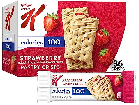 Special K Bar Pastry Crisps, Breakfast Bars, 100 Calorie Snacks, Value Size, Strawberry, 15.84oz Box (36 Crisps)