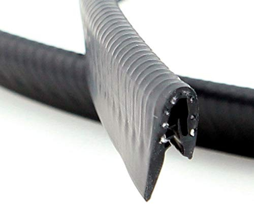 SMI-Kantenschutzprofil KSKL1-2S für 1-2mm PVC mit Stahleinlage Schwarz selbstklemmend ohne Kleber - Kantenschutz, Kederprofil, Kantenprofil, Kantenschutzleiste für Autotüren, Bleche (3 m)