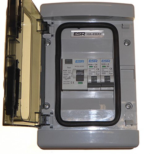 2 Way RCD Consumer Unit 63 Amp 30mA with 6 Amp and 16 Amp Type B MCB Circuit Breakers Garage Shed