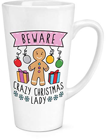 Beware Loco Navidad Mujer 17oz Grande Latte Taza