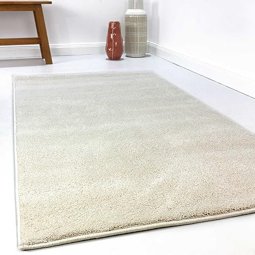 Esprit Home, Moderner Kurzflor Teppich - Läufer für Wohnzimmer, Flur, Schlafzimmer, Campus (120 x 170 cm, beige)