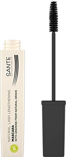 SANTE Naturkosmetik Natural Lash Lengthening Mascara 01 Black, Schwarze Wimperntusche für lange & definierte Wimpern mit besonders feiner Bürste, Vegan, 8ml