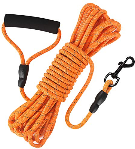 Vivifying Schleppleine 10M für Hunde, Reflektierende Schleppleine für Draußen und Hof, Schwimmende Schleppleine für Hunde für Camping, Wandern, Schwimmen und Strand (Orange)