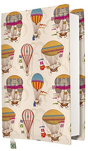 Custodia a libro – Copertina rigida per libri in brossura, tessuto lavabile, protezione per libri, imbottita, custodia per tablet PC per adulti (palloni, M)