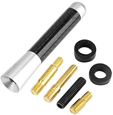 Carbon Fiber Car Aerial ,3 Screw Radio Short Antenna Aerial compatible with Universal Car Modification (Silver)