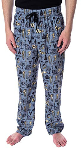 Lord of The Rings Men's Allover Pattern Adult Sleepwear Lounge Bottoms Pajama Pants (Medium)