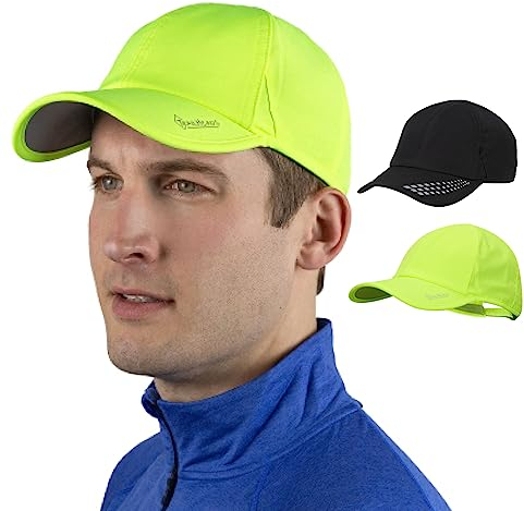 TrailHeads Cap Herren Sommer Mit UV-Schutz - Schnell Trocknende Sport Kappe - UPF 50 Laufkappe - schwarz reflektierend & neonfarben Doppelpack