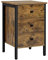 Yaheetech Table de Chevet Industrielle en Bois Table de Nuit Table d'Appoint Table de lit avec 3 Troirs pour Chambre Salon Bureau Cadre en Métal 40 × 40 × 61 cm Brun Rustique