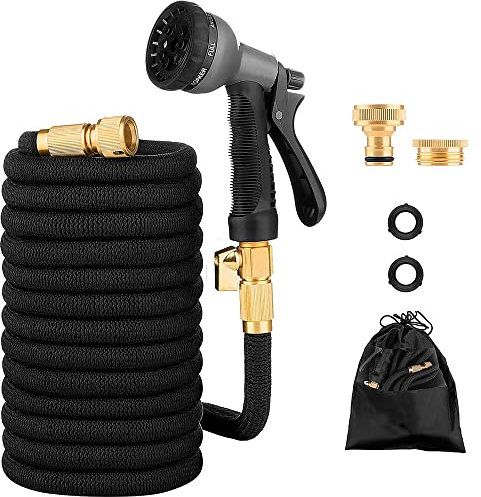 Tubo Da Giardino Estensibile Raccordi In Ottone Massiccio Da 10 a 30 Metri Tubo Flessibile Per Acqua Valvola Di Arresto E Ugello Multifuzione Autolavaggio Esterno Giardino 8 Funzioni (10/30 M)