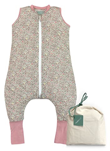 molis&co - Baby Schlafsack mit Füßen und Socke - Ideal für den Winter - Babyschlafsack mit Beinen 2,5 tog - 100% Baumwolle (Oeko-TEX 100), Premium Qualität - Pastel Floral (70 cm)